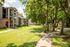 Inviting apartment complex nestled among lush trees and well-maintained green lawns, perfect for a serene living experience.