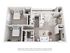 Charming 3D floor plan featuring two bedrooms, open kitchen, and inviting living area.
