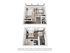 Elegant 3D floor plan displaying a two-story apartment with two bedrooms, a stylish living area, and a modern kitchen.