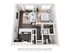 3D floor plan with a cozy living area, modern kitchen, and spacious bedroom.