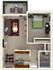 Charming 1-bedroom apartment floor plan with cozy living room, modern kitchen, elegant bathroom, and private balcony.