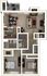 Modern 3D floor plan showcasing two bedrooms, an inviting living room, and an efficient kitchen with dining area. Features two bathrooms and a cozy balcony space.