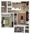 Efficient 1-bedroom apartment floor plan with open kitchen, cozy living space, and modern dining area.