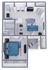 A1 Renovated floor plan featuring 1 bedroom 1 bathroom