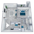 A3 Upgraded floor plan featuring 1 bedroom 1 bathroom