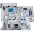 B1 Renovated floor plan featuring 2 bedroom 2 bathroom