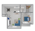A1 Classic floor plan featuring 1 bedroom 1 bathroom