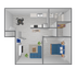 A2 Renovated floor plan featuring 1 bedroom 1 bathroom