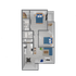 B1 Renovated floor plan featuring 2 bedrooms 2 bathrooms