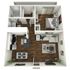 A1 Classic floor plan featuring 1 bedroom 1 bathroom