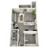 S1 Renovated floor plan featuring studio bedroom 1 bathroom