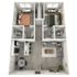 B1 Upgrade floor plan featuring 2 bedrooms 2 bathrooms