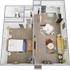 A2 Renovated floor plan featuring 1 bedroom 1 bathroom