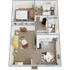 B1 Renovated floor plan featuring 2 bed 1 bath