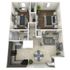 B2 Classic floor plan featuring 2 bedrooms 1 bathroom