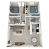 B1 Renovated floor plan featuring 2 bedrooms 2 bathrooms