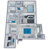 B1 Partial floor plan featuring 2 bedrooms 2 bathrooms