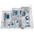 B1 Classic floor plan featuring 2 bedrooms 2 bathrooms