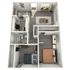 B1 Renovated floor plan featuring 2 bedrooms 1 bathroom