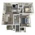 B1 Renovated floor plan featuring 2 bedrooms 1 bathroom