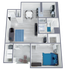 A1 Classic floor plan featuring 1 bedroom 1 bathroom