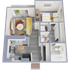 A1 Renovated floor plan featuring 1 bedroom 1 bathroom