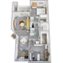 B1 Upgrade floor plan featuring 2 bedrooms 1 bathroom