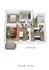 Chic 3D floor plan showcasing 2 modern bedrooms, an inviting living area, and an open kitchen with balcony access.