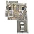 3D floor plan illustrating 3 bedrooms, an open living area, kitchen, and garage.