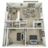 Modern 2-bedroom apartment floor plan featuring an inviting living area and a functional kitchen.