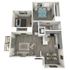 Sophisticated 3D floor plan highlighting 2 bedrooms, a modern kitchen, and a stylish living room with a balcony.