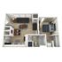 Modern 3D floor plan illustrating a cozy apartment with an inviting living room, sleek kitchen, and a comfortable bedroom, all designed for optimal space utilization.