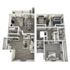 Modern two-story floor plan featuring three elegant bedrooms, spacious living area, stylish kitchen with island, and a cozy dining space. Beautifully designed for comfort and functionality.