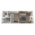 Chic 3D floor plan highlighting a cozy living space with a stylish kitchen, elegant bathroom, and inviting entryway.