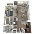 Charming 1-bedroom apartment floor plan featuring a cozy living room, modern kitchen, and private balcony.