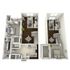 Chic 3D floor plan showcasing two-level apartment with 2 bedrooms, sleek kitchen, elegant living room, and a cozy staircase.