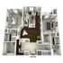 Contemporary 2D floor plan showcasing two elegant bedrooms, a spacious living room with hardwood flooring, and a modern kitchen. Includes two bathrooms, providing a family-friendly layout with stylish design elements.