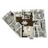 Chic 3D floor plan showcasing two spacious bedrooms, modern kitchen, cozy living room with fireplace, and two stylish bathrooms.