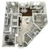 Spacious modern 3D floor plan featuring two elegant bedrooms, open kitchen, bright living room, and two luxurious bathrooms.