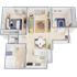 Charming 3D floor plan featuring a cozy bedroom, modern kitchen, inviting living area, and chic bathroom with elegant fixtures.