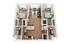 The Knoll Dinkytown B4 2x2 Floor Plan Image