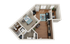 The Flats at Carrs Hill 1x1 + Den Floor Plan