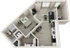 The Flats at Carrs Hill 1x1 + Den Premium Floor Plan