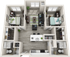 The Flats at Carrs Hill 2x2 Premium Floor Plan