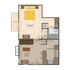 Logan Square - A1 1 Bedroom 1 Bathroom Floor Plan Image