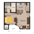 Logan Square - A2 1 Bedroom 1 Bathroom Floor Plan Image