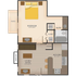 Logan Square - A1 1 Bedroom 1 Bathroom Floor Plan Image