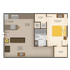 Logan Square - A4 1 Bedroom 1 Bathroom Floor Plan Image