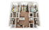 The Knoll Dinkytown B2 2x2 Floor Plan