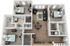 Inviting 3D floor plan with three bedrooms, stylish living room, modern kitchen, and two elegant bathrooms, perfect for urban living.